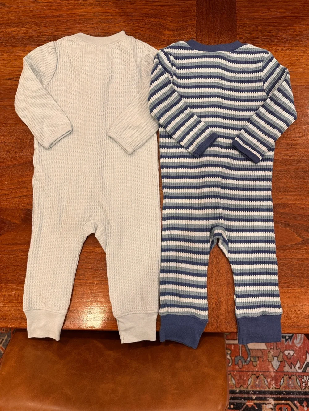EUC cloud island Waffle Knit Long Sleeve Zippered Sleepers, 6-9 Months